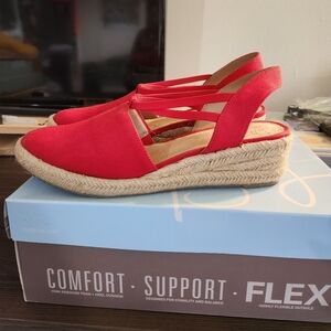Life Stride Red Espadrille Wedge Sandals